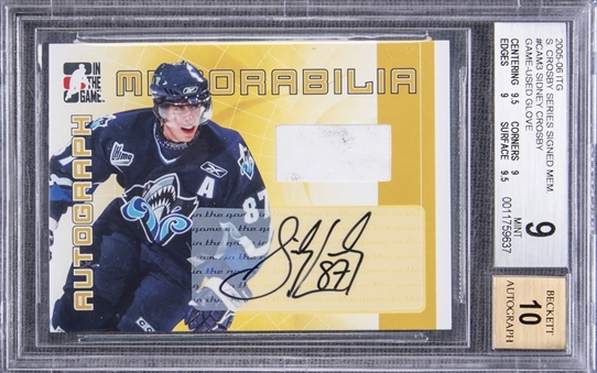 2005/06 ITG #CAM3 Sidney Crosby Signed Relic Rookie Card – BGS MINT 9/BGS 10